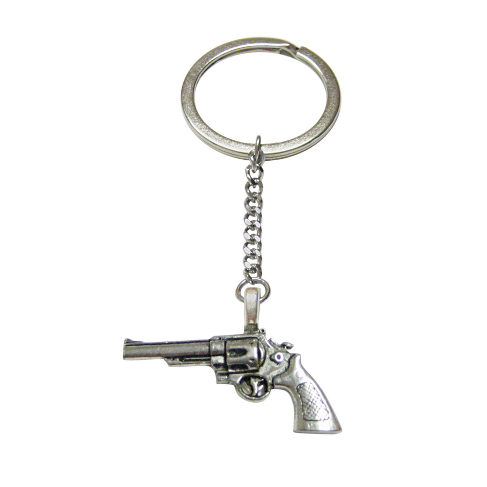 Modern Revolver Pistol Gun Keychain - Gem